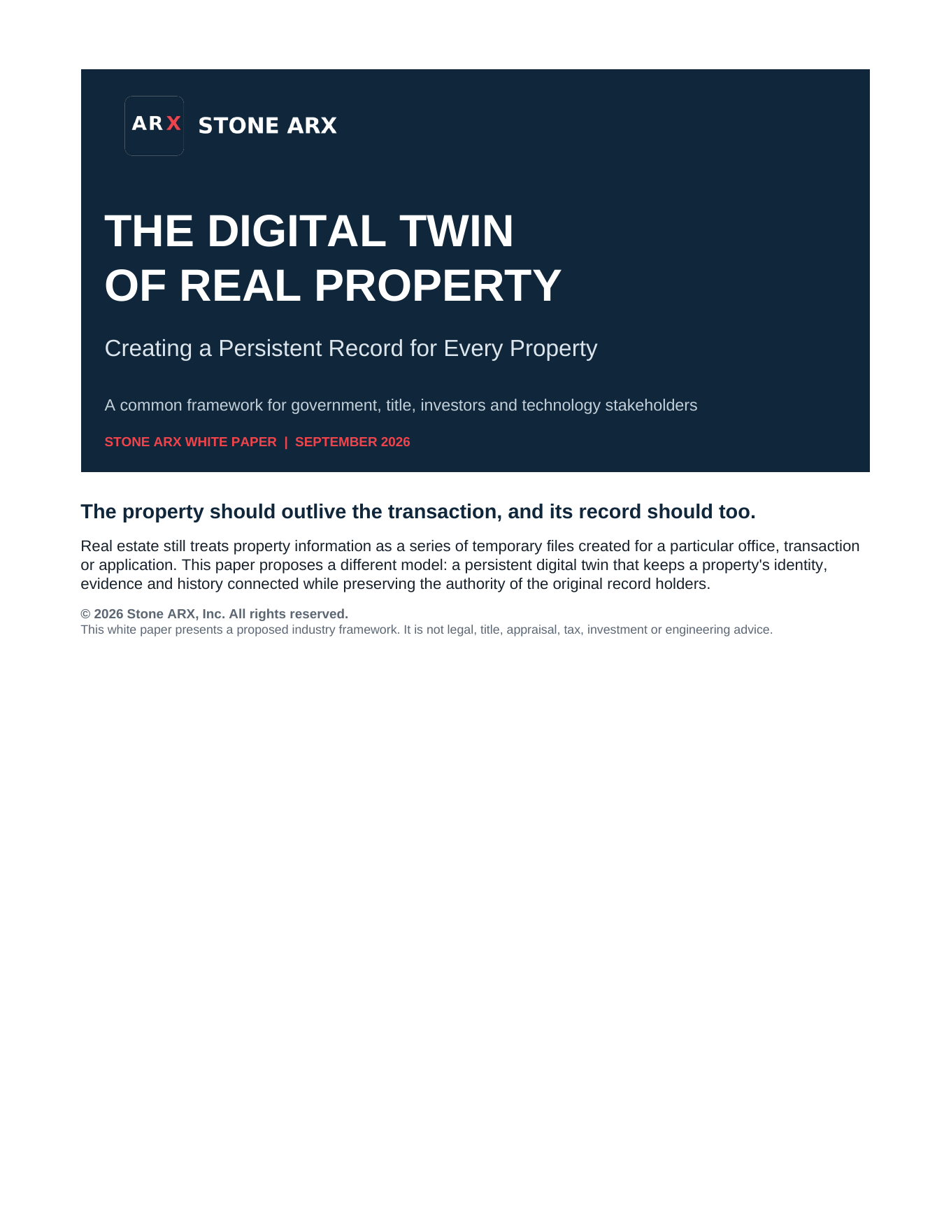 First page of The Digital Twin of Real Property